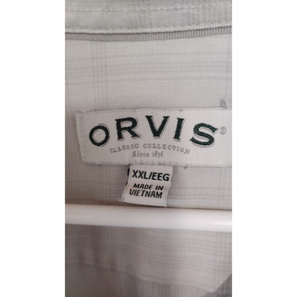 Orvis Shirt Men Gray Button Up Plaid Short Sleeve Pockets Casual Fishing XXL EEG - Picture 2 of 7